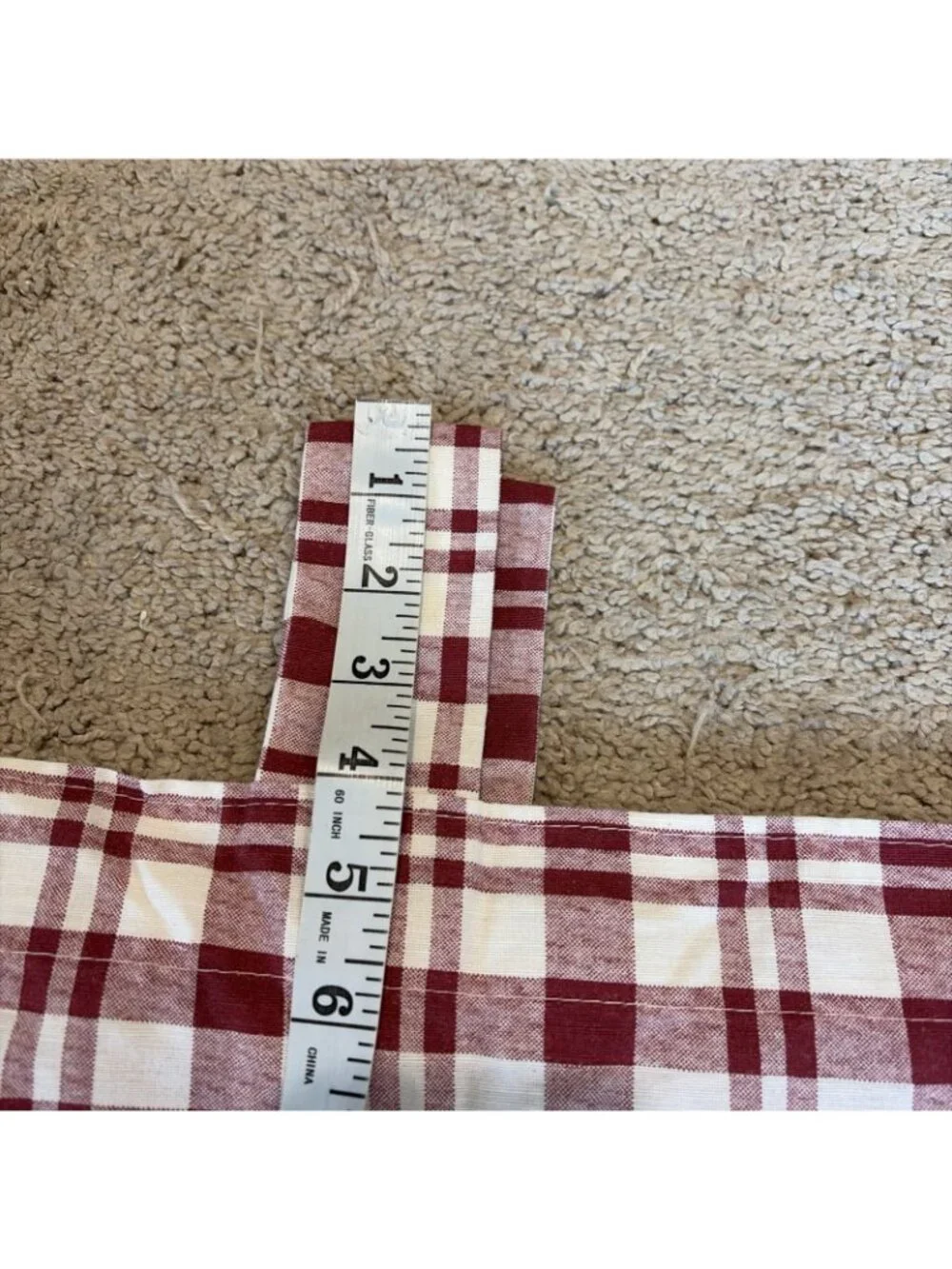 VTG Croscill Tab Top Curtain Panels Burgundy Check Plaid 40X56